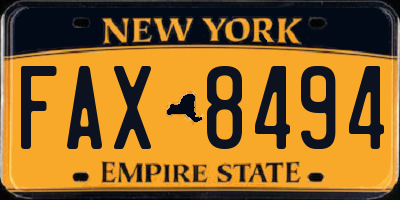 NY license plate FAX8494