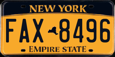NY license plate FAX8496