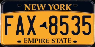 NY license plate FAX8535