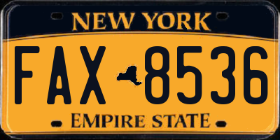 NY license plate FAX8536