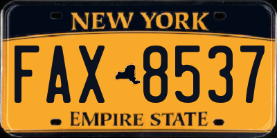 NY license plate FAX8537