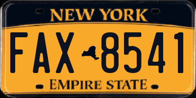 NY license plate FAX8541
