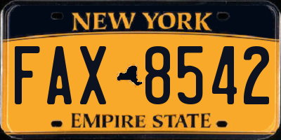 NY license plate FAX8542
