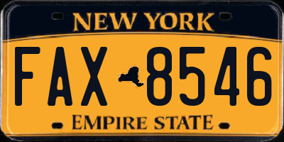 NY license plate FAX8546