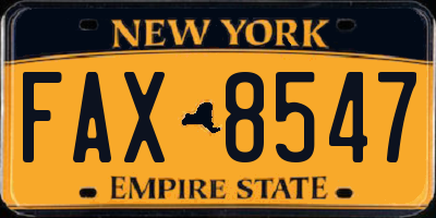NY license plate FAX8547