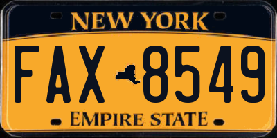 NY license plate FAX8549