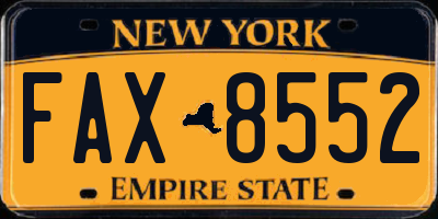 NY license plate FAX8552