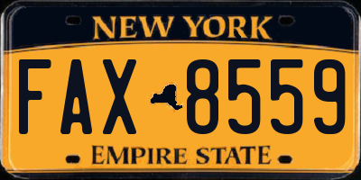 NY license plate FAX8559