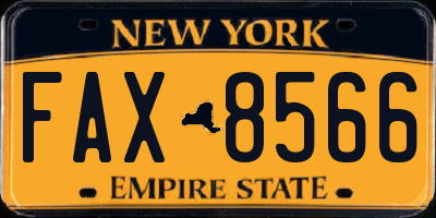 NY license plate FAX8566