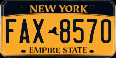 NY license plate FAX8570
