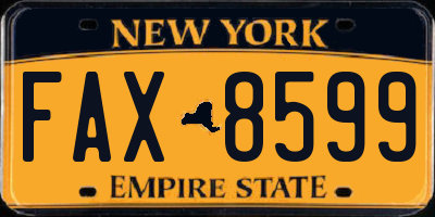 NY license plate FAX8599