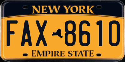 NY license plate FAX8610