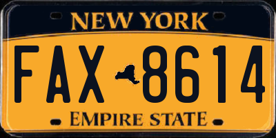NY license plate FAX8614