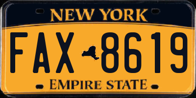 NY license plate FAX8619