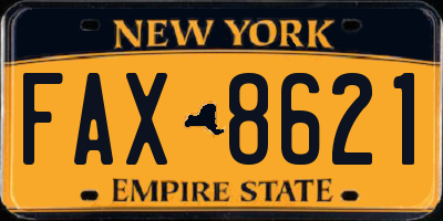 NY license plate FAX8621