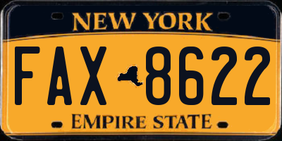 NY license plate FAX8622