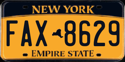 NY license plate FAX8629