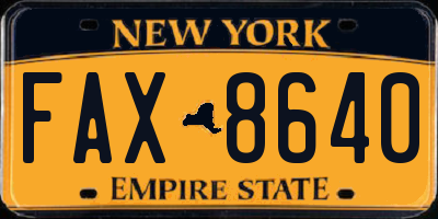 NY license plate FAX8640