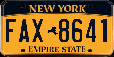NY license plate FAX8641