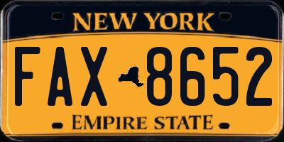 NY license plate FAX8652