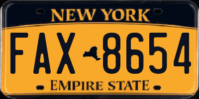 NY license plate FAX8654