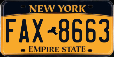 NY license plate FAX8663