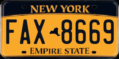 NY license plate FAX8669