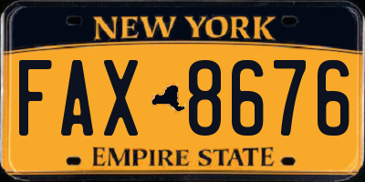 NY license plate FAX8676
