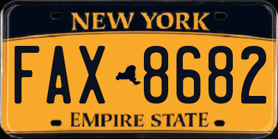 NY license plate FAX8682