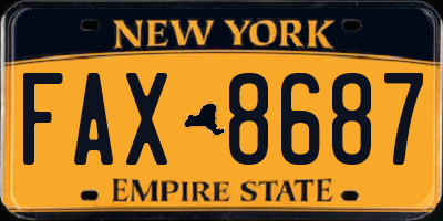 NY license plate FAX8687