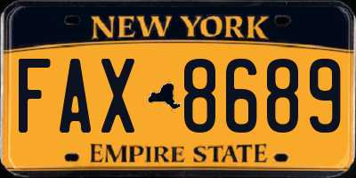 NY license plate FAX8689