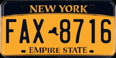 NY license plate FAX8716