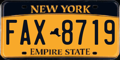NY license plate FAX8719