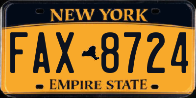 NY license plate FAX8724