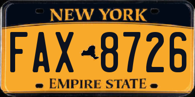 NY license plate FAX8726