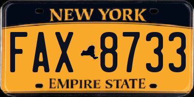 NY license plate FAX8733