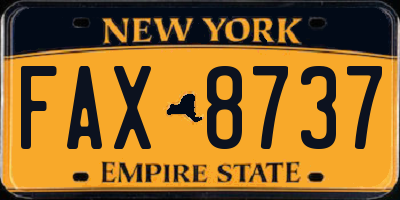 NY license plate FAX8737