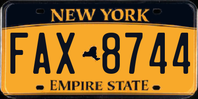 NY license plate FAX8744