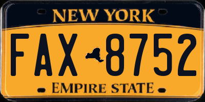 NY license plate FAX8752