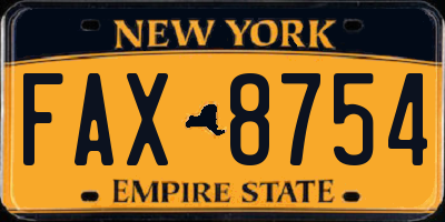 NY license plate FAX8754