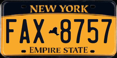 NY license plate FAX8757