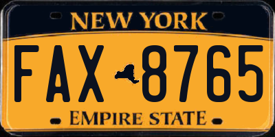 NY license plate FAX8765