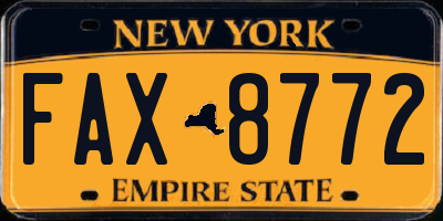 NY license plate FAX8772