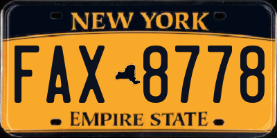 NY license plate FAX8778