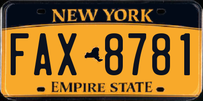 NY license plate FAX8781