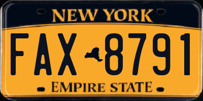 NY license plate FAX8791