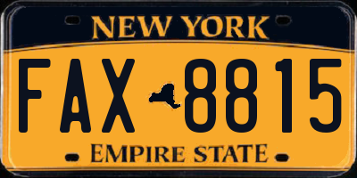 NY license plate FAX8815