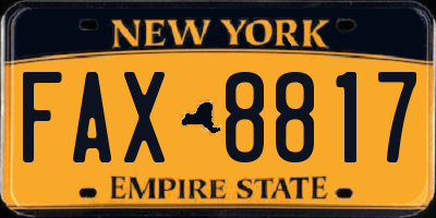 NY license plate FAX8817