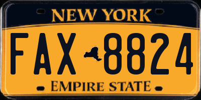 NY license plate FAX8824