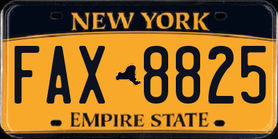 NY license plate FAX8825